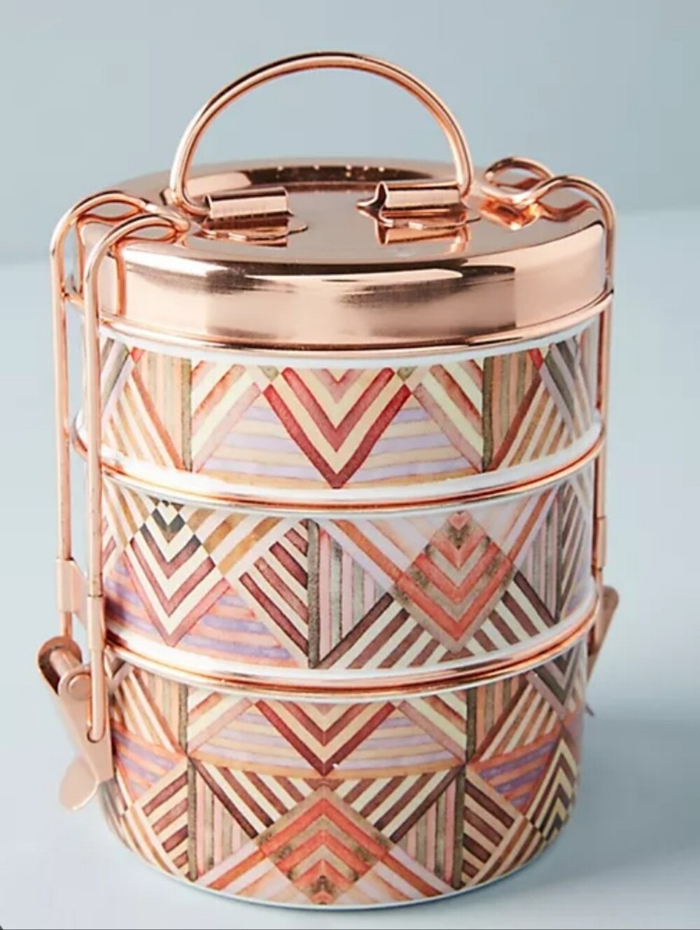 Anthropologie Rose Gold Geometric Tiered Tiffin